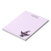 Niedliche schwarze Katze mit Hexenhut Notizblock (Rotiert)