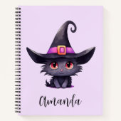 Niedliche schwarze Katze mit Hexenhut Notizblock (Vorderseite)
