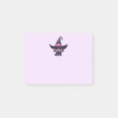 Niedliche schwarze Katze mit Hexenhut Post-it Klebezettel (Vorderseite)