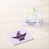 Niedliche schwarze Katze mit Hexenhut Rechteckiger Pappuntersetzer (Vor Ort)