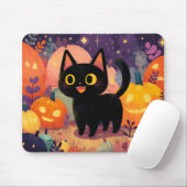 Niedliche Schwarze Katze mit Jack-o’-Lanterns - Mo Mousepad (Mit Mouse)
