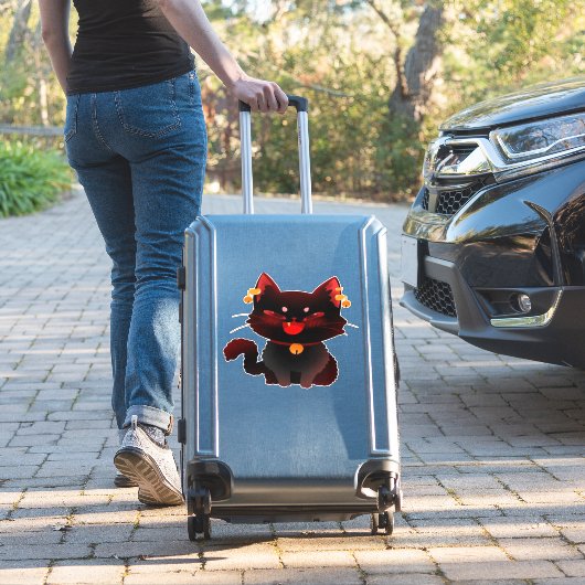 Niedliche schwarze Katze mit klassischem T - Shirt Aufkleber (Koffer Insitu)