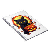 Niedliche Schwarze Katze mit Pumpkin Notizblock (Rechte Seite)