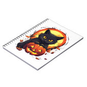 Niedliche Schwarze Katze mit Pumpkin Notizblock (Linke Seite)