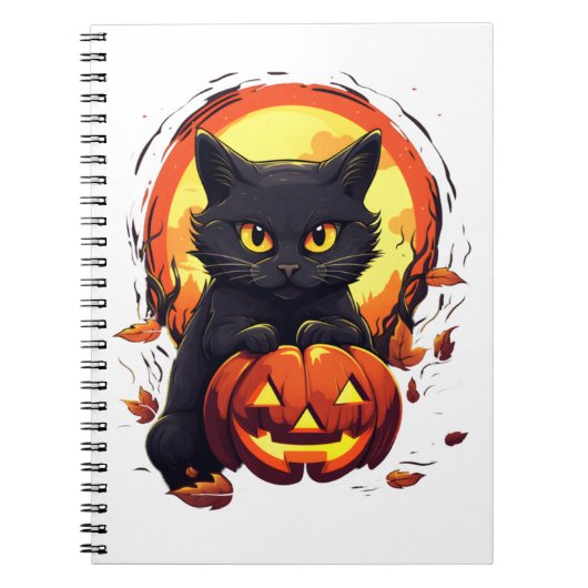 Niedliche Schwarze Katze mit Pumpkin Notizblock (Vorderseite)