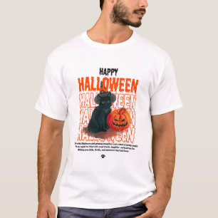 Niedliche Schwarze Katze mit Pumpkin Spooky Happy T-Shirt