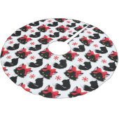 NIEDLICHE SCHWARZE KATZE MIT ROTEN KÖRPER POLYESTER WEIHNACHTSBAUMDECKE (Schrägansicht)