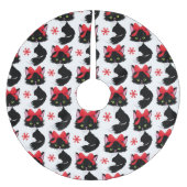 NIEDLICHE SCHWARZE KATZE MIT ROTEN KÖRPER POLYESTER WEIHNACHTSBAUMDECKE (Vorderseite)