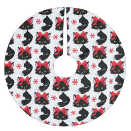 NIEDLICHE SCHWARZE KATZE MIT ROTEN KÖRPER POLYESTER WEIHNACHTSBAUMDECKE