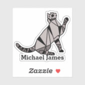 Niedliche schwarze Katze Moderne Tierbezeichnung Aufkleber (Blatt)