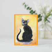 Niedliche schwarze Katze oder Kätzchen Postkarte (Stehend Vorderseite)