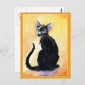 Niedliche schwarze Katze oder Kätzchen Postkarte (Vorne/Hinten)