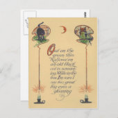 Niedliche Schwarze Katze Owl Crescent Moon Candle Postkarte (Vorne/Hinten)
