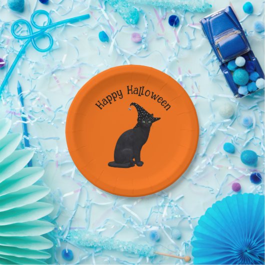 Niedliche Schwarze Katze Pappteller (Party)
