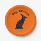 Niedliche Schwarze Katze Pappteller (Vorderseite)