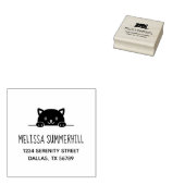 Niedliche Schwarze Katze Peeking oben Adresse 2 Gummistempel (Stempel)