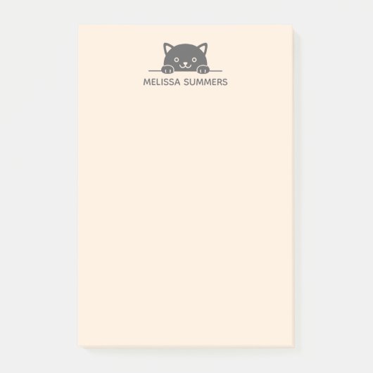 Niedliche Schwarze Katze Peeking über dem Individu Post-it Klebezettel (Vorderseite)