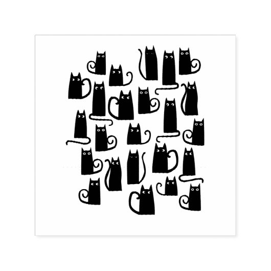 Niedliche Schwarze Katze Permastempel (Design)