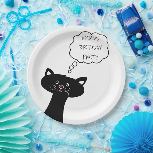 Niedliche schwarze Katze - Personalisierte Teller (Party)