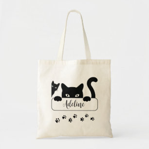 Niedliche Schwarze Katze Pinkeln mit Individuelle Tragetasche