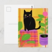 Niedliche Schwarze Katze Postkarte (Vorne/Hinten)