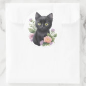 Niedliche schwarze Katze Runder Aufkleber (Tasche)