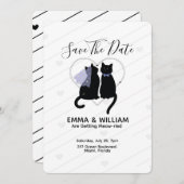Niedliche Schwarze Katze Save the Date Hochzeitska (Vorne/Hinten)