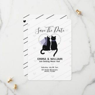 Niedliche Schwarze Katze Save the Date Hochzeitska