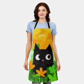 Niedliche Schwarze Katze Schürze für Katzen Liebha (Getragen)