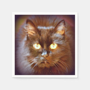 niedliche Schwarze Katze Serviette