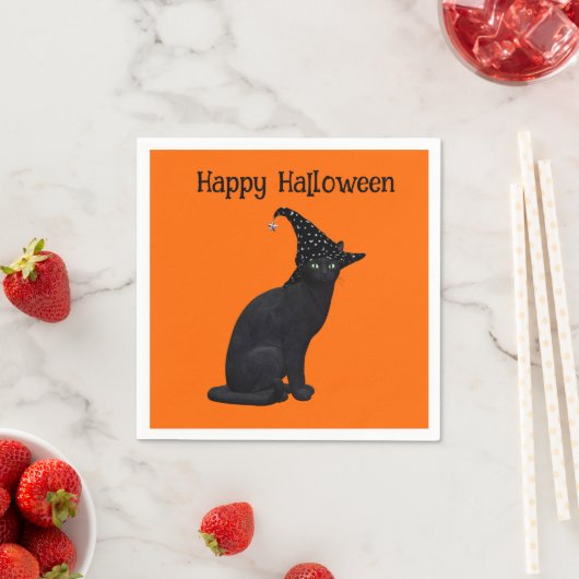 Niedliche Schwarze Katze Serviette (Beispiel)