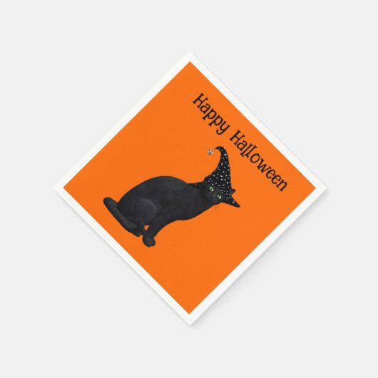 Niedliche Schwarze Katze Serviette (Ecke)