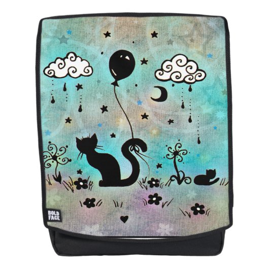 Niedliche Schwarze Katze Silhouette Kunst Rucksack (Vorderseite)