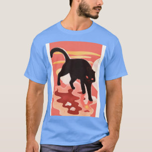 Niedliche Schwarze Katze T-Shirt
