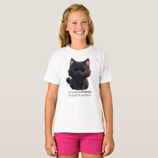 Niedliche schwarze Katze T-Shirt (Vorne ganz)
