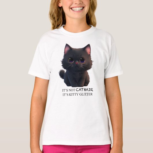 Niedliche schwarze Katze T-Shirt (Vorderseite)