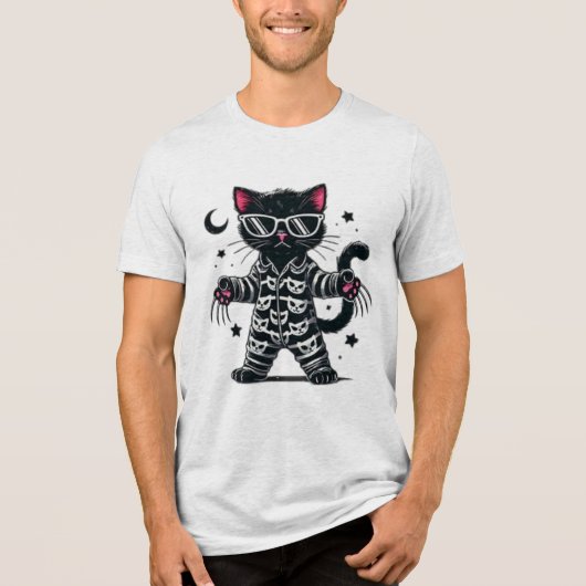 Niedliche Schwarze Katze Tri-Blend Shirt (Vorderseite)
