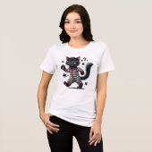 Niedliche Schwarze Katze Tri-Blend Shirt (Vorderseite voll)