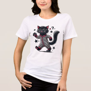 Niedliche Schwarze Katze Tri-Blend Shirt