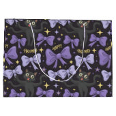 Niedliche schwarze Katze und Bow nahtloses Hallowe Große Geschenktüte (Rückseite)