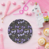 Niedliche schwarze Katze und Bow nahtloses Hallowe Pappteller (Party)