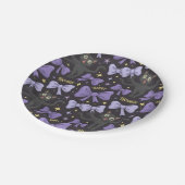 Niedliche schwarze Katze und Bow nahtloses Hallowe Pappteller (Schrägansicht)