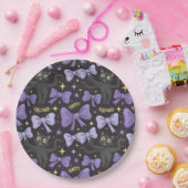 Niedliche schwarze Katze und Bow nahtloses Hallowe Pappteller (Party)