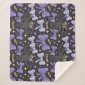 Niedliche schwarze Katze und Bow nahtloses Hallowe Sherpadecke (Vorderseite)