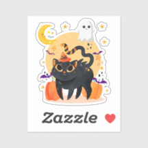 Niedliche schwarze Katze und Ghost Halloween-Schni