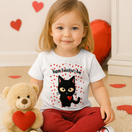 Niedliche Schwarze Katze Valentine's Day Holiday H Baby T-shirt