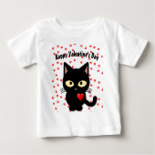 Niedliche Schwarze Katze Valentine's Day Holiday H Baby T-shirt (Vorderseite)