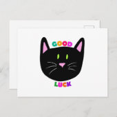 Niedliche Schwarze Katze Viel Glück farbige Buchst Postkarte (Vorne/Hinten)