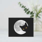 Niedliche Schwarze Katze Vollmond Postkarte (Stehend Vorderseite)