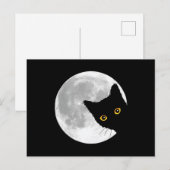Niedliche Schwarze Katze Vollmond Postkarte (Vorne/Hinten)